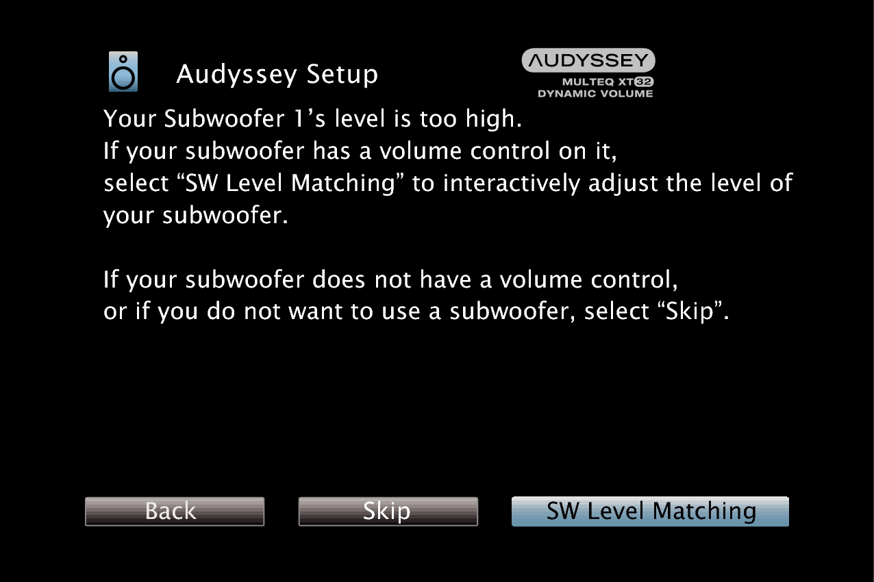 GUI Audyssey Subwoofer